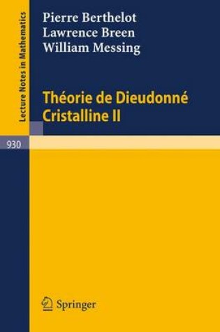 Cover of Theorie De Dieudonne Cristalline II