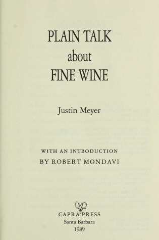 Cover of Plain Talk About Fine Wine