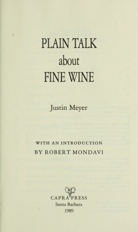 Book cover for Plain Talk About Fine Wine