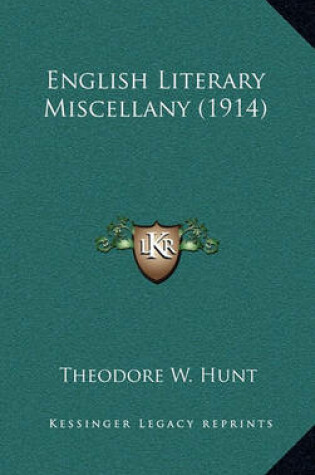 Cover of English Literary Miscellany (1914)