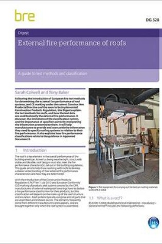 Cover of External Fire Performance of Roofs: A Guide to Test Methods and Classification