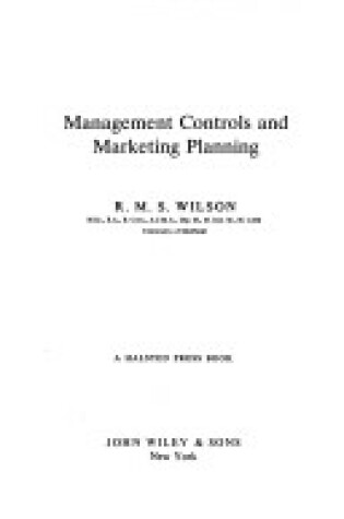 Cover of Wilson: *Management* Controls & Marketin