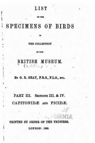 Cover of List of the Specimens of Birds in the Collection of the British Museum - Part III