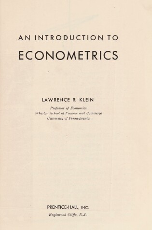 Cover of Introduction to Econometrics