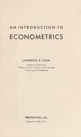 Book cover for Introduction to Econometrics