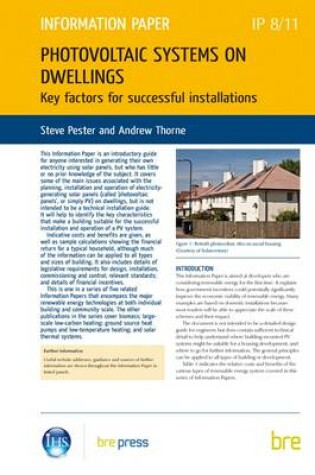 Cover of Photovoltaic Systems on Dwellings
