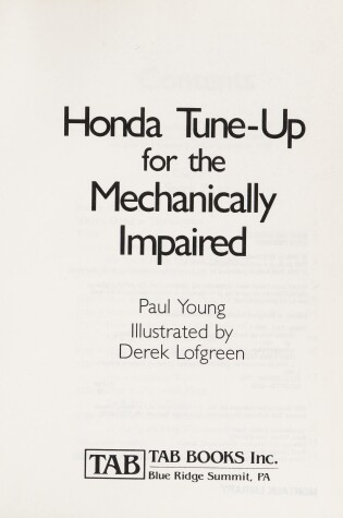 Cover of Honda Tune-up for the Mechanically Impaired