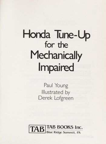 Book cover for Honda Tune-up for the Mechanically Impaired