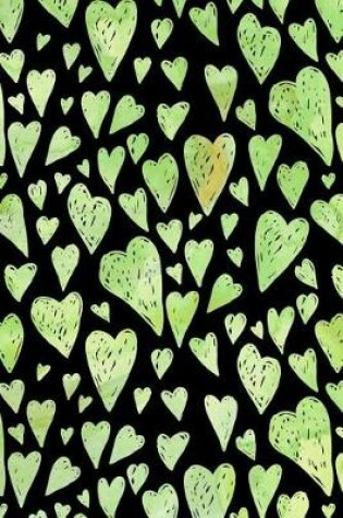 Cover of Bullet Journal Notebook Green Watercolor Hearts