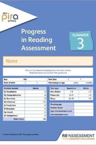Cover of New PiRA Test 3, Summer PK10 (Progress in Reading Assessment)