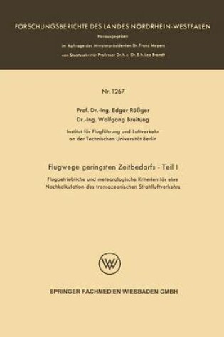 Cover of Flugwege Geringsten Zeitbedarfs -- Teil I