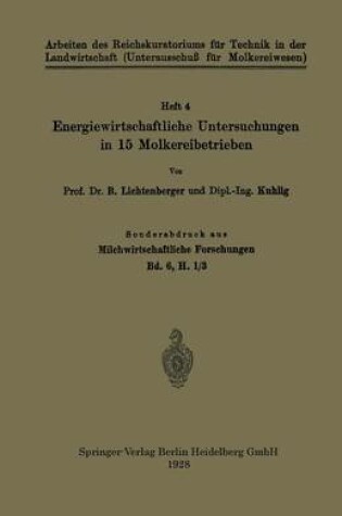 Cover of Energiewirtschaftliche Untersuchungen in 15 Molkereibetrieben