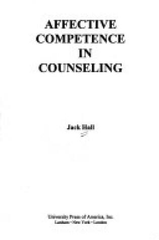 Cover of Affective Competence in Counseling