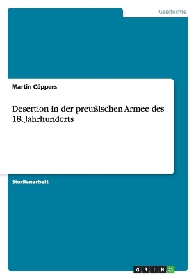 Book cover for Desertion in der preussischen Armee des 18. Jahrhunderts