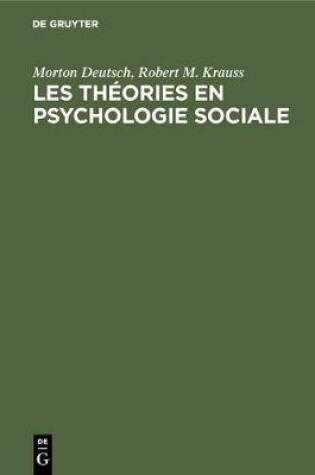 Cover of Les Théories En Psychologie Sociale