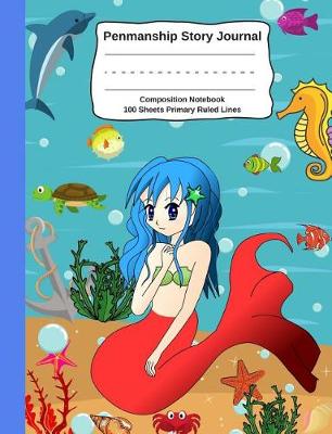 Book cover for Penmanship Story Journal Composition Note Book 100 Sheets Primary Ruled Lines Blue Hair