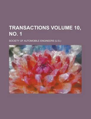 Book cover for Transactions Volume 10, No. 1