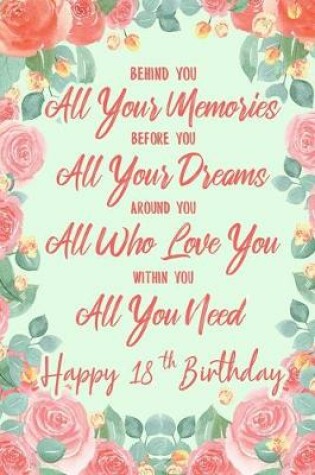 Cover of Behind You All Your Memories. Before You All Your Dreams. Around You All Who Love You. Within You All You Need. Happy 18th Birthday