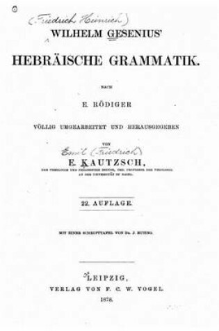 Cover of Wilhelm Gesenius' Hebr�ische Grammatik