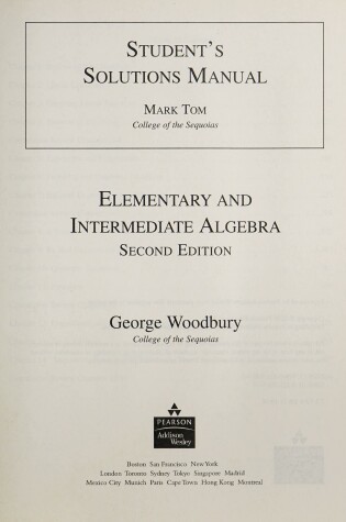 Cover of Student Solutions Manual for Elementary and Intermediate Algebra