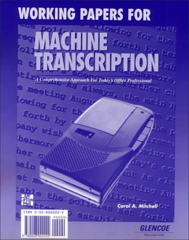 Book cover for Machine Transcription 1995- Working Papers:Short Course