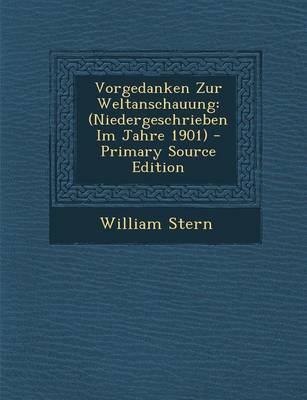 Book cover for Vorgedanken Zur Weltanschauung