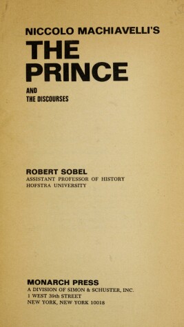 Book cover for Niccolo Machiavelli's "the Prince"