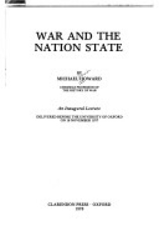 Cover of War and the Nation State