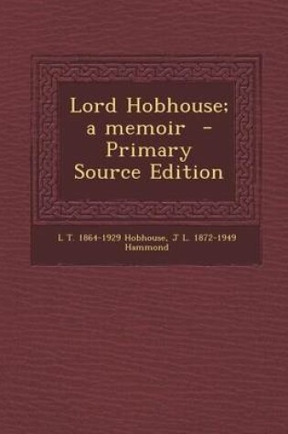 Cover of Lord Hobhouse; A Memoir