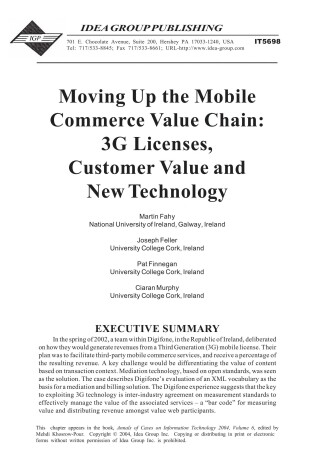 Cover of Moving Up the Mobile Commerce Value Chain