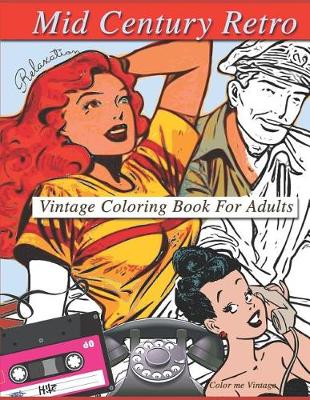 Book cover for Mid century Retro coloring books for adults