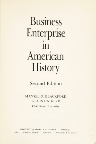 Cover of Business Enterprise in American History