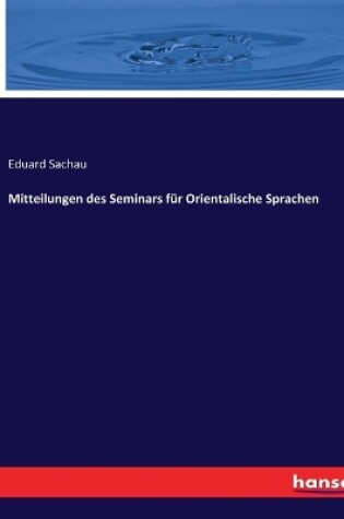 Cover of Mitteilungen des Seminars für Orientalische Sprachen