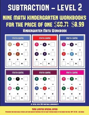 Cover of Kindergarten Math Workbook (Kindergarten Subtraction/taking away Level 2)