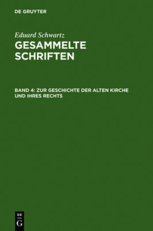 Cover of Zur Geschichte Der Alten Kirche Und Ihres Rechts
