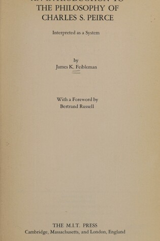 Cover of Introduction to the Philosophy of Charles Peirce