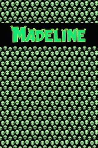 Cover of 120 Page Handwriting Practice Book with Green Alien Cover Madeline