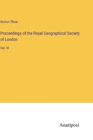 Cover of Proceedings of the Royal Geographical Society of London