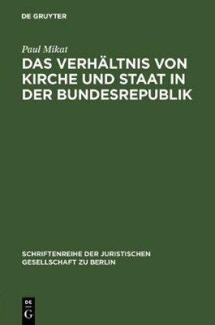 Cover of Das Verhaltnis Von Kirche Und Staat in Der Bundesrepublik