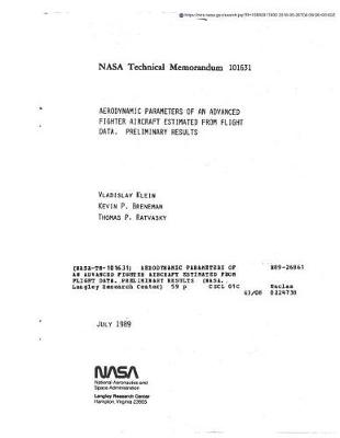 Cover of Aerodynamic Parameters of an Advanced Fighter Aircraft Estimated from Flight Data. Preliminary Results