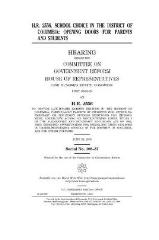 Cover of H.R. 2556, school choice in the District of Columbia