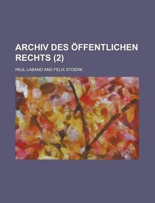 Book cover for Archiv Des Offentlichen Rechts (2)