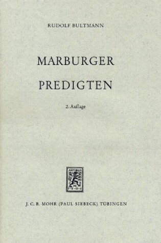 Cover of Marburger Predigten