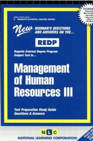 Cover of MANAGEMENT OF HUMAN RESOURCES III