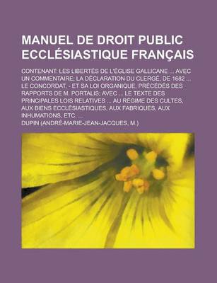 Book cover for Manuel de Droit Public Ecclesiastique Francais; Contenant