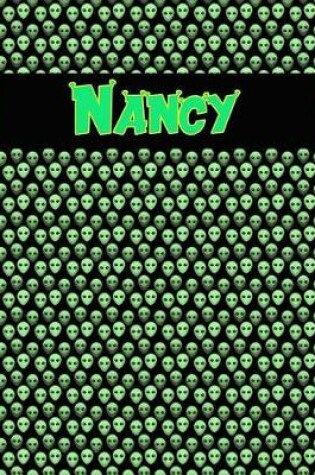 Cover of 120 Page Handwriting Practice Book with Green Alien Cover Nancy