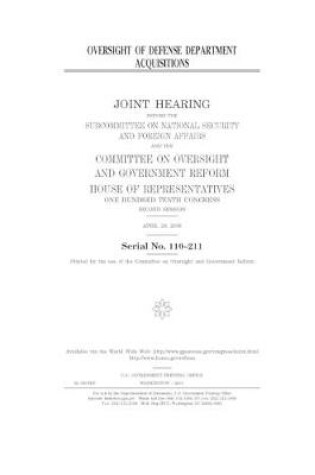Cover of Oversight of Defense Department acquisitions