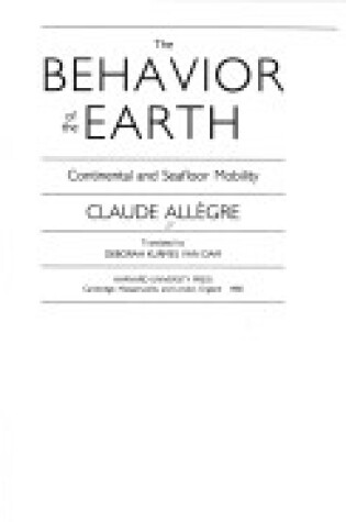 Cover of Behaviour of the Earth