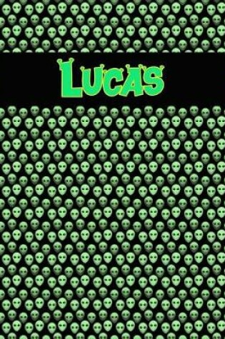 Cover of 120 Page Handwriting Practice Book with Green Alien Cover Lucas