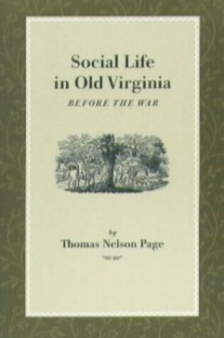 Cover of Social Life in Virginia Before the War